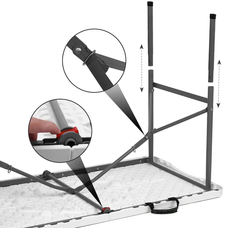 Mesa Plegable Blanca Transportable Lavable 180 Cm
