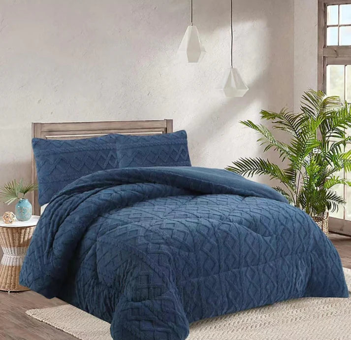 Cubrecama invierno plush chiporro trenzado 2 plazas
