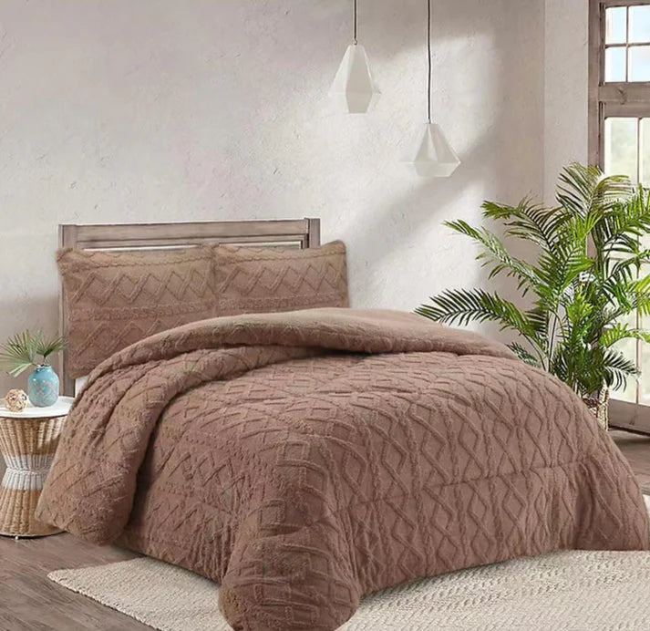 Cubrecama invierno plush chiporro trenzado 2 plazas
