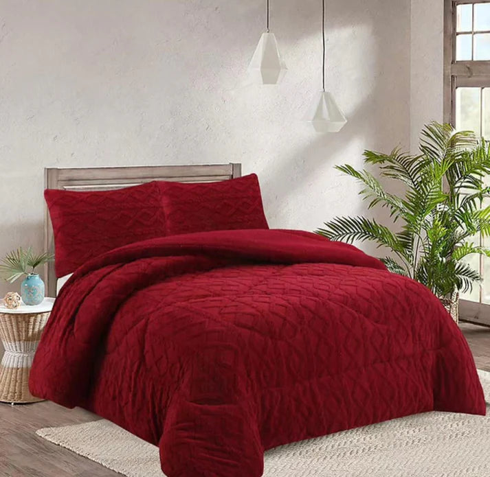 Cubrecama invierno plush chiporro trenzado 2 plazas