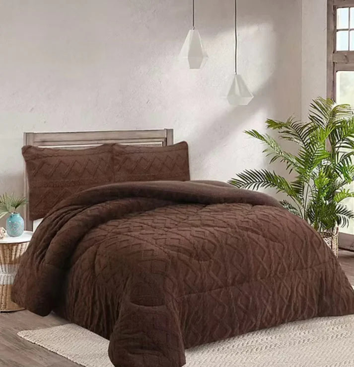 Cubrecama invierno plush chiporro trenzado 2 plazas