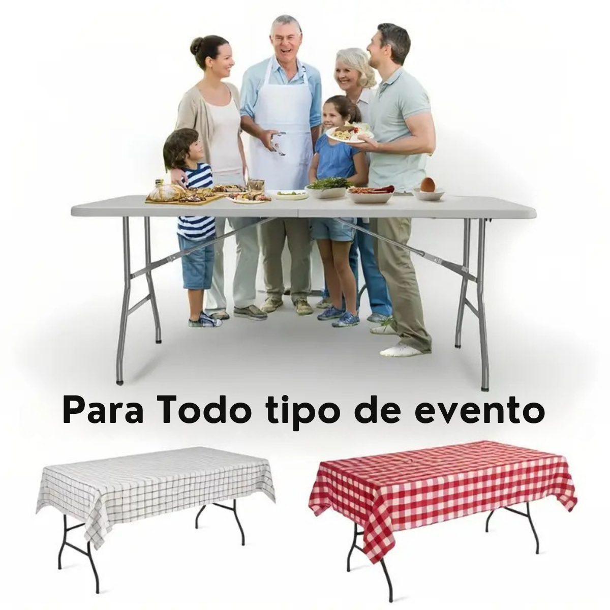 Mesa Plegable Blanca Transportable Lavable 180 Cm